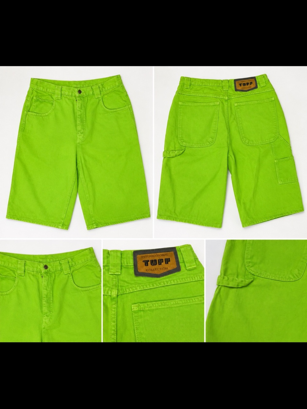 Y2K International Texas Tuff Lime Green Denim Shorts - Men’s 36